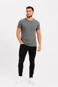 Erkek Basic Tişört Bisiklet Yaka Kısa Kol Günlük Yazlık Slim fit T-Shirt - Antrasit