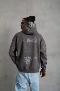 Erkek 3 İplik Pamuklu Kapüşonlu Kanguru Cepli Sweatshirt Hoodie -  Gri
