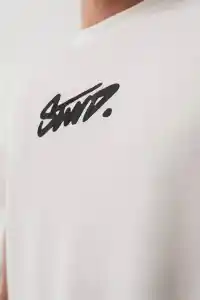 Erkek Tişört Yazlık Baskılı Oversize Kısa kol T-Shirt - Beyaz