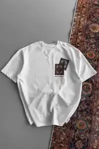 Erkek Yazlık Bisiklet Yaka Baskılı Regular Fit Tişört Kısa Kol T-Shirt - Beyaz