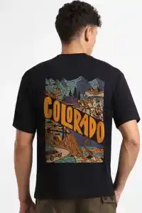 Erkek Tişört Baskılı Oversize Kısa kol T-shirt - Siyah
