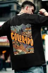 Erkek Tişört Baskılı Oversize Kısa kol T-shirt - Siyah