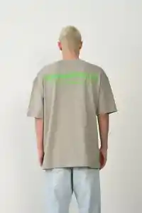 Erkek Baskılı T-Shirt Kısa Kol Bisiklet Yaka Rahat Kalıp Tişört  - Boyalı Gri