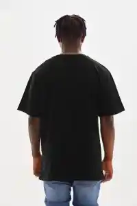 Erkek Baskılı T-Shirt Kısa Kol Bisiklet Yaka Rahat Kalıp Tişört - Siyah
