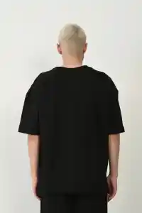 Erkek Baskılı T-Shirt Kısa Kol Bisiklet Yaka Rahat Kalıp Tişört - Siyah
