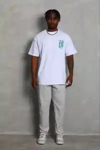 Erkek Baskılı T-Shirt Kısa Kol Bisiklet Yaka Regular Fit Tişört - Beyaz