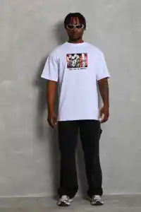 Erkek Baskılı T-Shirt Kısa Kol Bisiklet Yaka Regular Fit Rahat Kalıp Günlük Tişört - Beyaz