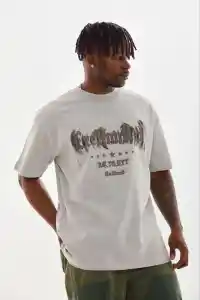 Erkek Baskılı T-Shirt Kısa Kol Bisiklet Yaka Regular Fit Tişört - Gri