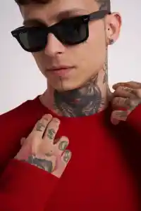 Erkek Biskilet Yaka Üç İplik SweatShirt - Kırmızı