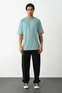 Erkek Tişört Düz Basic Penye Yazlık Bisiklet Yaka Kısa Kol T-Shirt - Mint Yeşili