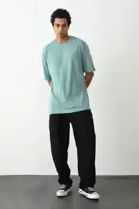 Erkek Tişört Düz Basic Penye Yazlık Bisiklet Yaka Kısa Kol T-Shirt - Mint Yeşili