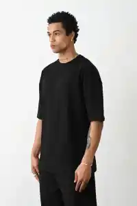 Erkek Tişört Düz Basic Penye Yazlık Bisiklet Yaka Kısa Kol T-Shirt - Siyah