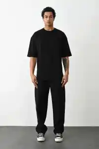 Erkek Tişört Düz Basic Penye Yazlık Bisiklet Yaka Kısa Kol T-Shirt - Siyah