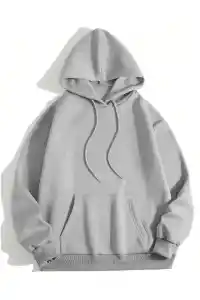 Erkek 3 İplik Pamuklu Kapüşonlu Kanguru Cepli Sweatshirt Hoodie - Boyalı Gri