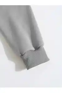 Erkek 3 İplik Pamuklu Kapüşonlu Kanguru Cepli Sweatshirt Hoodie - Boyalı Gri
