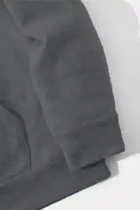 Erkek 3 İplik Pamuklu Kapüşonlu Kanguru Cepli Sweatshirt Hoodie -  Füme