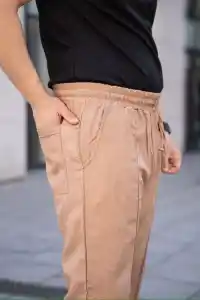 Erkek Keten Cepli Çıma Dikişli jogger Buggy Pantalon Rahat kalıp - Kahverengi