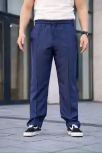 Erkek Keten Cepli Çıma Dikişli jogger Buggy Pantalon Rahat kalıp - Lacivert
