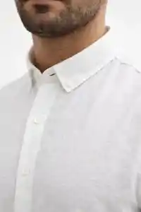 Erkek KETEN Kumaş Uzun Kollu Regular fit Gömlek - Beyaz