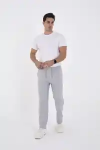 Erkek Üç İplik Basic Eşofman Pantolon - Gri