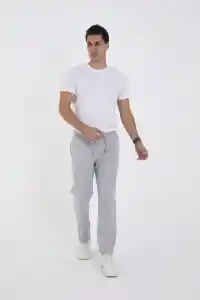 Erkek Üç İplik Basic Eşofman Pantolon - Gri