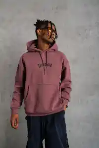 Erkek 3 İplik Pamuklu Kapüşonlu Kanguru Cepli Sweatshirt Hoodie - Gül Kurusu