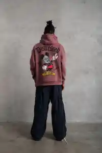 Erkek 3 İplik Pamuklu Kapüşonlu Kanguru Cepli Sweatshirt Hoodie - Gül Kurusu