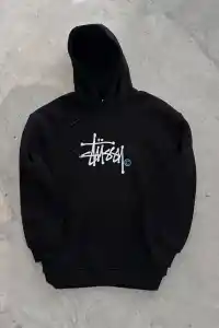 Erkek Üç İplik Kapşonlu Baskılı SweatShirt - Siyah