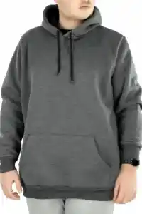 Erkek 3 İplik Pamuklu Kapüşonlu Cepli Oversize Hoodie Sweatshirt - Füme