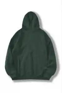 Kadın Kapüşonlu Kanguru Cepli 3 İplik Pamuklu Düz Hoodie Sweatshirt - Haki