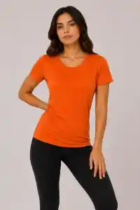 Kadın 3’lü Kısa Kollu Bisiklet Yaka Basic Slim Fit T-Shirt - Kırmızı - Mavi - Turuncu