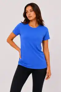 Kadın 3’lü Kısa Kollu Bisiklet Yaka Basic Slim Fit T-Shirt - Kırmızı - Mavi - Turuncu