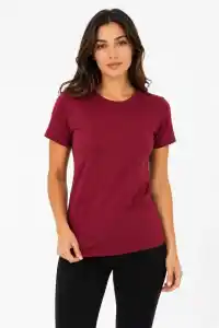 Kadın Basic Tişört Bisiklet Yaka Kısa Kol Günlük Yazlık Slim fit T-Shirt - Bordo