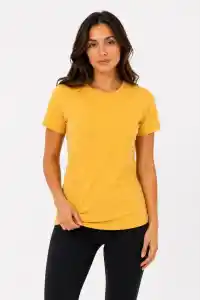 Kadın Basic Tişört Bisiklet Yaka Kısa Kol Günlük Yazlık Slim fit T-Shirt - Sarı