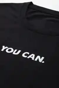 Kadın Baskılı T-Shirt Kısa Kol Bisiklet Yaka Oversize Rahat Kalıp Tişört - Siyah