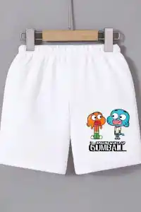 Kadın Beli Lastikli Baskılı Mini Şort - Beyaz