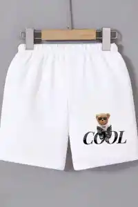 Kadın Beli Lastikli Baskılı Mini Şort - Beyaz