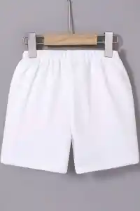 Kadın Beli Lastikli Baskılı Mini Şort - Beyaz