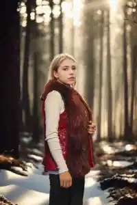 Kadın Premium Doğal Kürk Kolsuz Fermuarlı Yelek - Kırmızı