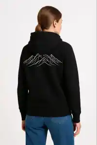 Kadın 3 İplik Pamuklu Kapüşonlu Hoodie Sweatshirt Nihilist Penguen Baskılı - Siyah