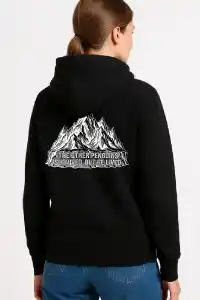 Kadın 3 İplik Pamuklu Kapüşonlu Hoodie Sweatshirt Nihilist Penguen Baskılı - Siyah