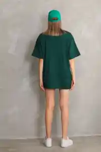Kadın Regular Fit Tişört Bisiklet Yaka Yazlık Kısa Kol Basıc T-Shirt - Yeşil