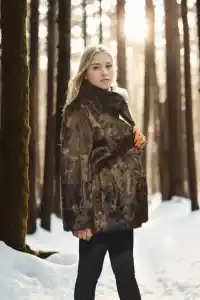 Kadın Premium Doğal Kürk Deri Ceket - Leopar