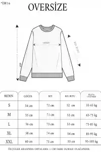 Kadın 3 iplik Pamuklu Bisiklet Yaka Baskılı SweatShirt - Siyah