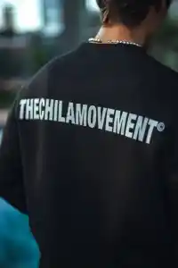 Erkek 3 iplik Pamuklu Bisiklet Yaka Oversize Baskılı SweatShirt - Siyah