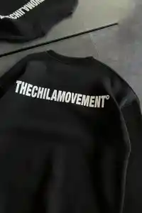 Kadın 3 iplik Kışlık pamuklu Bisiklet Yaka Oversize Baskılı SweatShirt - Siyah