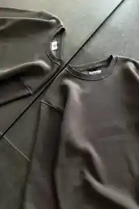 Kadın Bisiklet Yaka 3 İplik Pamuklu Basic SweatShirt - Füme