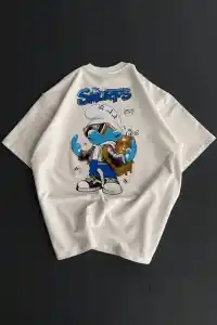 Erkek Ön ve Arka Baskılı T-Shirt Kısa Kol Bisiklet Yaka Regular Fit Tişört -  Beyaz