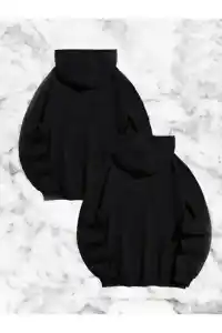 Sevgili Çift Kombini Örümcek Baskılı Kapüşonlu Sweatshirt Hoodie - Siyah