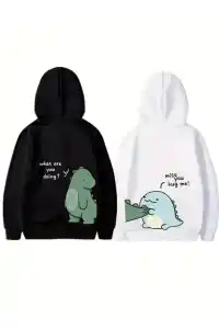 Sevgililer Günü Baskılı Oversize Kapüşonlu Sweatshirt Hoodie - Beyaz